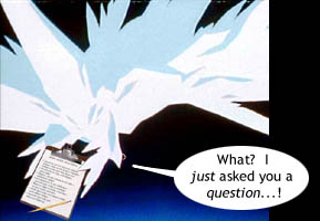 Ah, how randomly floating clipboards manage to elude the laws of perspective.  It's even funnier if you knew what's really written on that paper.